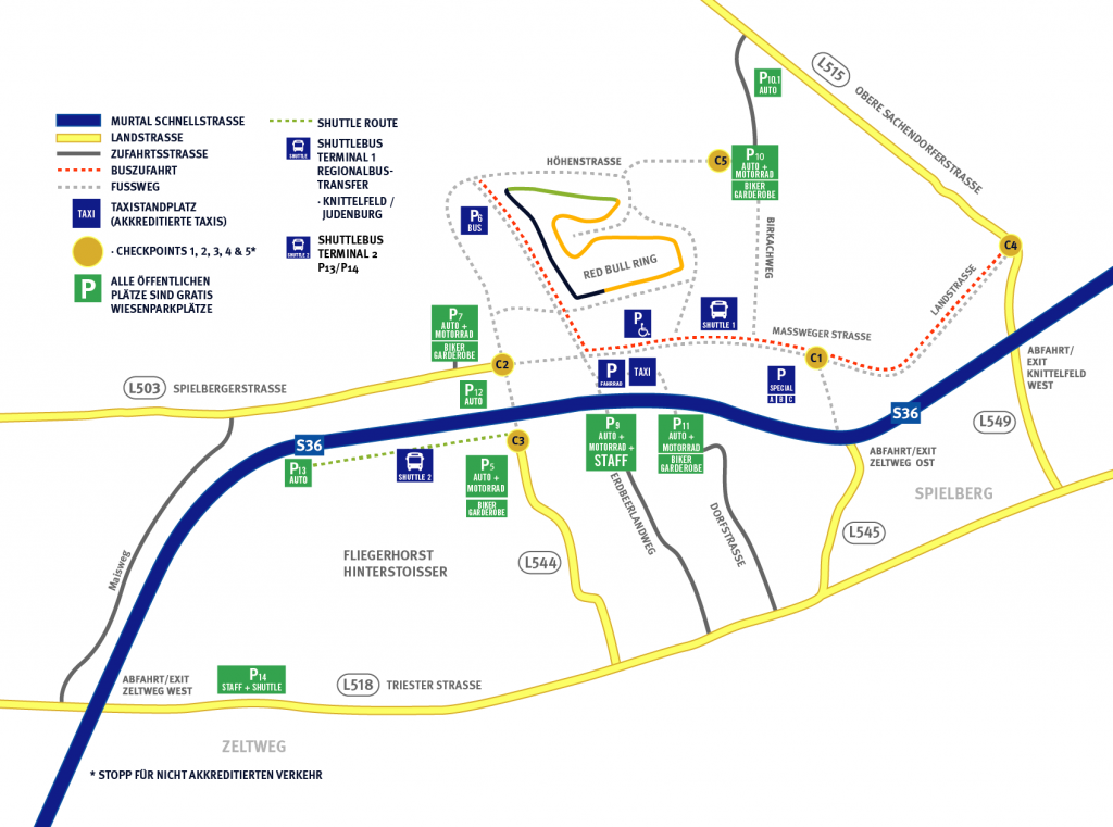 MotoGP Spielberg Parkplätze Anfahrt